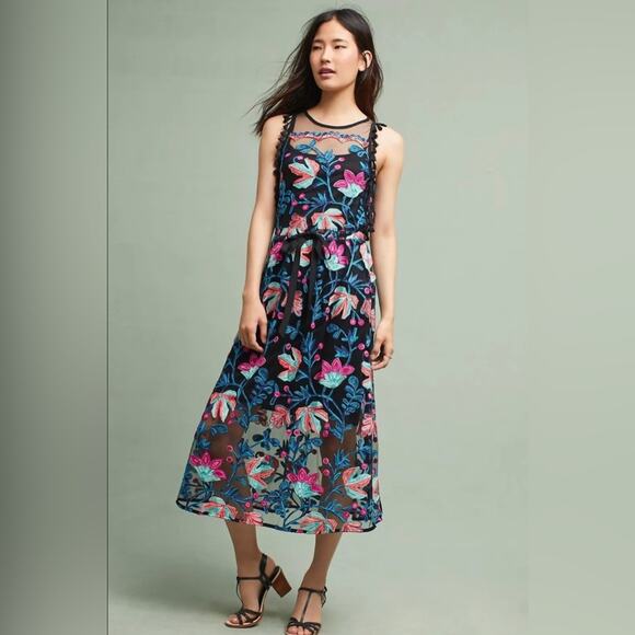 NEW Anthropologie Eva Franco Stevie Tasseled Lace Dress Size 0 Petite - Picture 1 of 13